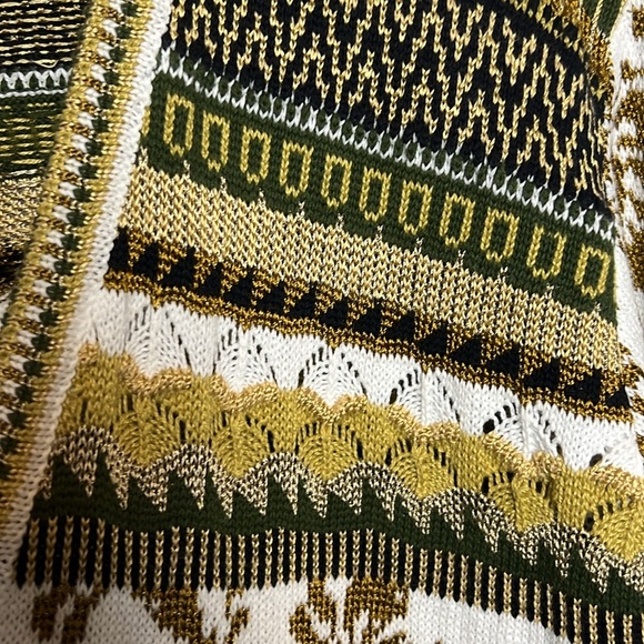 Vintage Dana Buchman Gold Brown Patterned Vneck Cardigan Medium - Picture 11 of 12